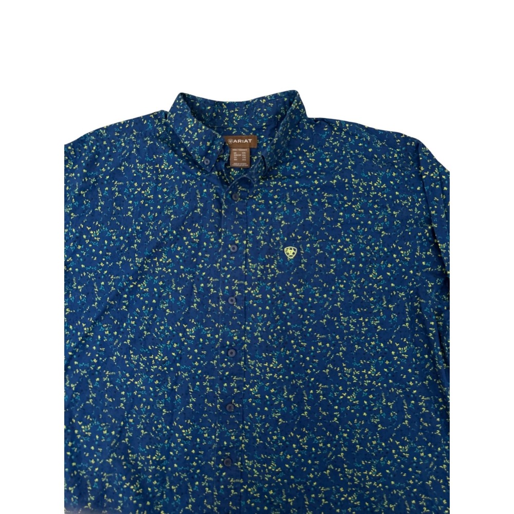 Ariat Mens Benji Classic Long Sleeve Shirt XXL Western Button Down Blue Casual